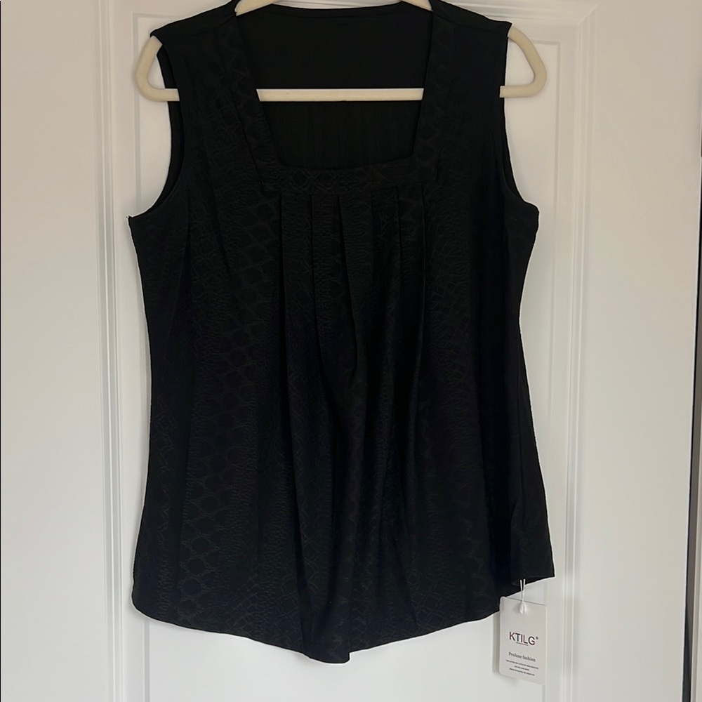 KTILG Black Square Neck Women's Sleeveless Top